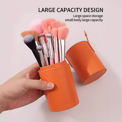 Cosmetic Brush Storage Case Large Capacity Cosmetic Desktop Pen Case Portable Multifunctional PU Leather Nail Art Eyebrow Pen Bucket