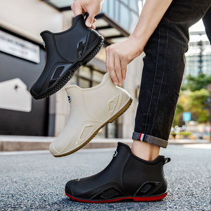 Cross-Border Short-Tube Rain Boots for Men 2025 New Model Kitchen Work Rubber Shoes Wear-Resistant Waterproof Non-Slip Lightweight Water Shoes Rain Boots