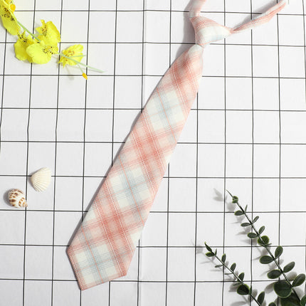 JK Small Tie Women's College Style Lazy Japanese Style Plaid Uniform Shirt Tie Student ins Men's and Women's Short Free Tie