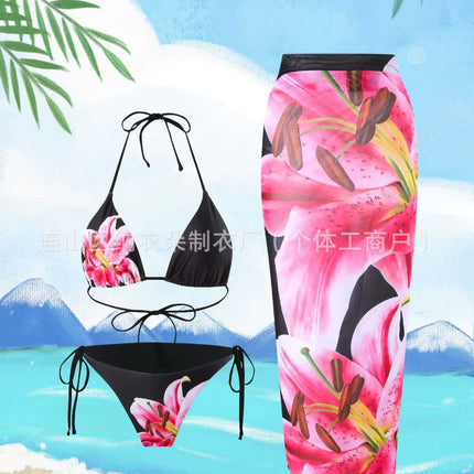 2025 New Printed Halter Neck Bikini, Sexy and High-End Swimwear for the Beach, Ultra-Revealing Two-Piece Swimsuit for Women