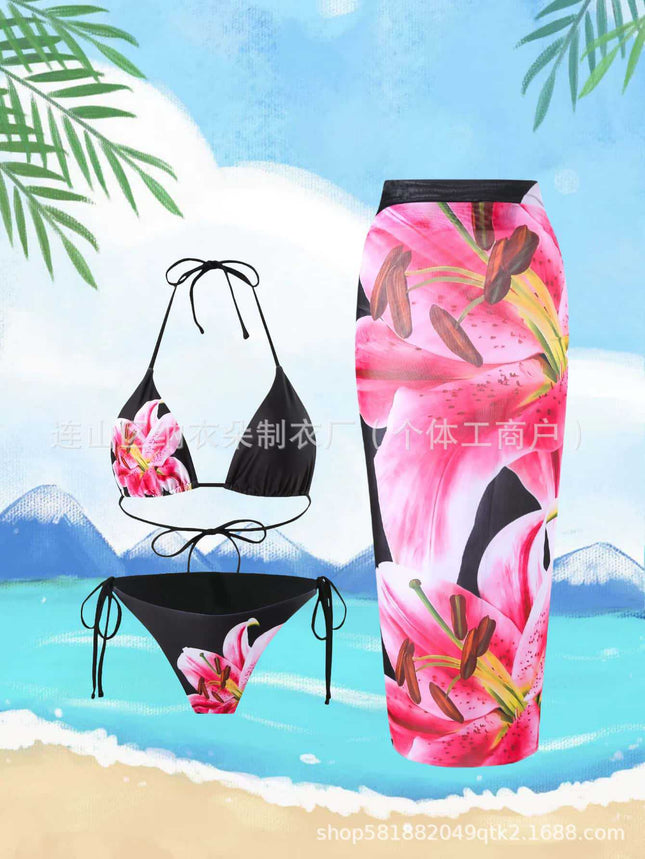 2025 New Printed Halter Neck Bikini, Sexy and High-End Swimwear for the Beach, Ultra-Revealing Two-Piece Swimsuit for Women