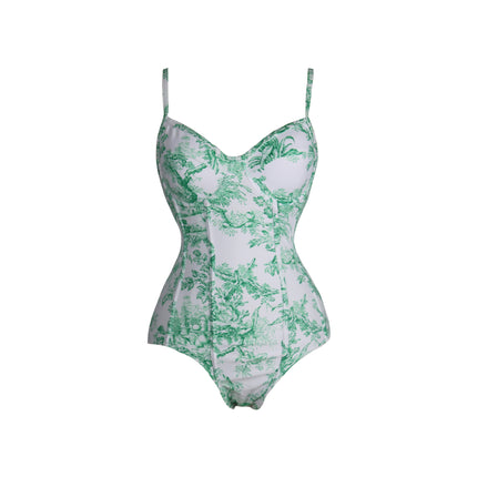 2024 European and American New Style Swimsuit Women's Tight Slim Belly-Covering French Sunscreen Long Dress Two-Piece Hot Spring Swimsuit