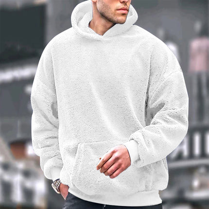 2025 Foreign Trade Men's Youth Hooded Sweatshirt Lamb Wool Winter Pullover Hoodie New Warm Product