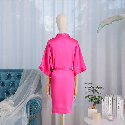bride Gown morning Gown Lady nightgown wedding makeup bridesmaid group wedding kimono imitation silk cardigan bathrobe