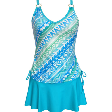 European and American Foreign Trade 2024 Swimwear New Style Conservative Bikini Women's Split Printed Slip Skirt Bikini Swimsuit
