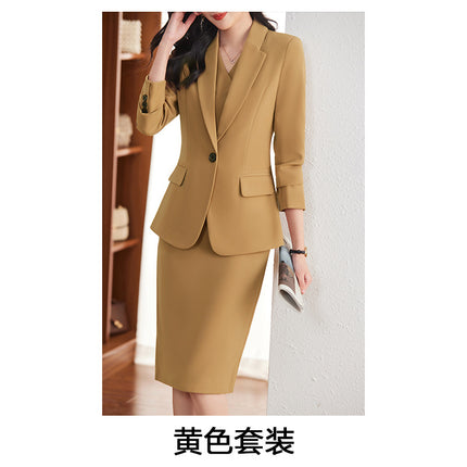 Blue suit suit female 2024 spring and autumn long sleeve professional self-cultivation temperament goddess fan manager white collar tooling suit