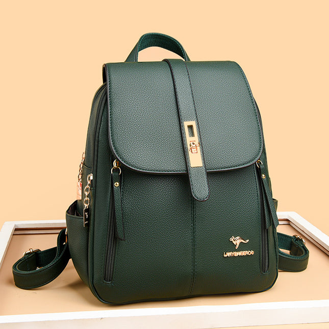 Factory wholesale kangaroo backpack women's 2024 new fashion fashion soft leather mommy casual large capacity bag generation hair