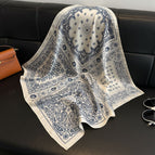 Spliced cashew beige silk scarf / 68X68