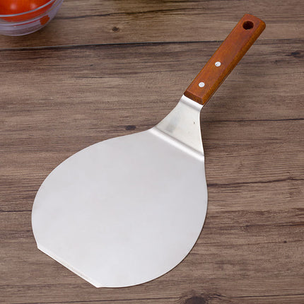 Stainless steel pizza shovel 10 inch wooden handle large round cake shovel mobile blade baking tool small 8 inch