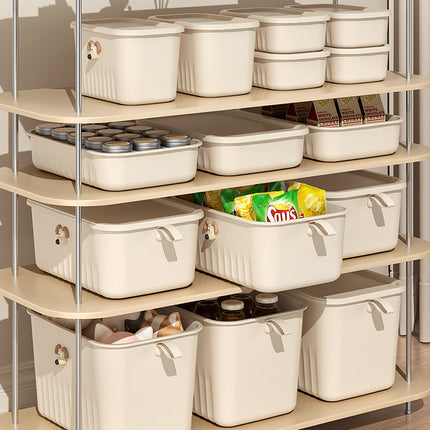 Sundry Storage Box Cream Style Plastic Fit Box with Lid Desktop Storage Box Storage Box Household Toy Storage Basket