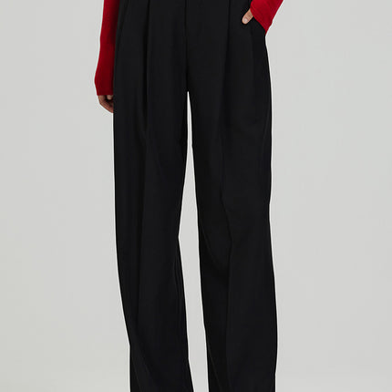 White High-Waisted Drapey Ultra-Wide Floor-Length Pants for Tall Individuals, Extended Straight-Leg Wide-Leg Suit Casual Pants