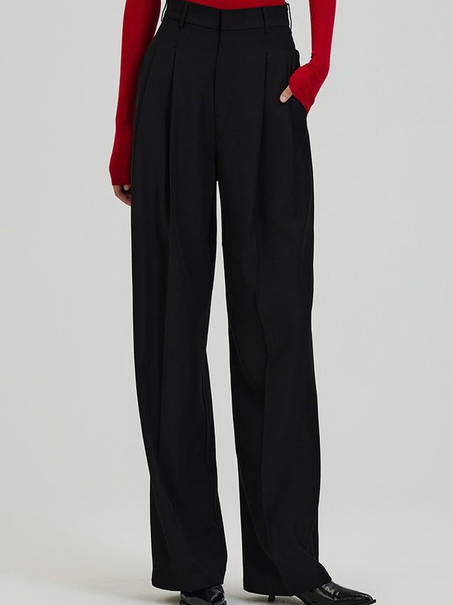 White High-Waisted Drapey Ultra-Wide Floor-Length Pants for Tall Individuals, Extended Straight-Leg Wide-Leg Suit Casual Pants