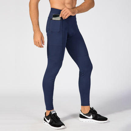 Men's Zipper Pocket Fitness Trousers PRO Sports Running Training Sports Sweat-wicking Basketball Quick-drying High Elastic Tight Pants