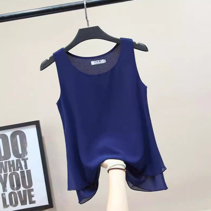 Chiffon Inner Double Small Camisole Black Sleeveless Top Base Shirt Women's Outer Wear Inner Wear Loose Chiffon Shirt
