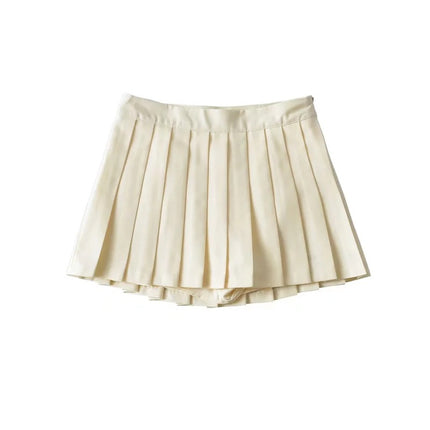 2024 Summer College Style Age-Reducing Anti-Exposure A-Line Short Skirt for Women, Mid-Waist Pleated Skirt with Short Front and Long Back
