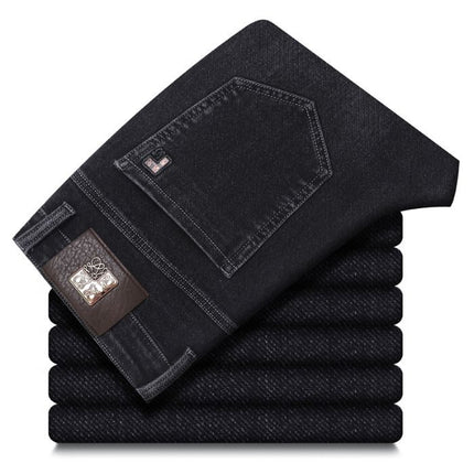 Autumn and Winter Thickened Towel Bottom New Jeans Men's Straight Loose Business Trendy High-end Casual Men's Denim Trousers