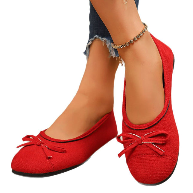 Women's Large Size Shoes for Foreign Trade 2025 Summer New Korean Style Bowknot Shallow Flat Loafers Wholesale