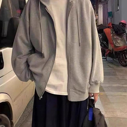 Early Autumn Hooded Sweatshirts for Men and Women, Winter Velvet New Korean Style Trendyy Tops, Casual Cardigan Zipper Jackets