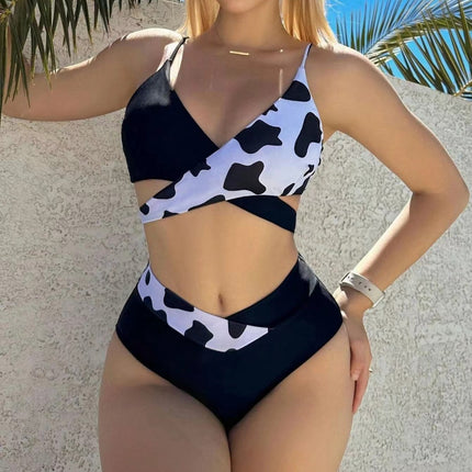 Two-Piece Swimsuit for Women, New Foreign Trade Sexy Pure Desire Style Bikini, Snake Print, High-Waisted, Backless, High-End Swimwear
