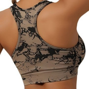 European and American Export Sexy Fashion Tie-Dye Beautiful Back Sports Bra Women's Padded Push-Up Bra Shock-Proof Fitness Vest