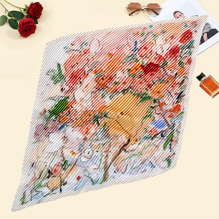 New wrinkled small square scarf female Korean imitation silk printed wrinkled small scarf Joker scarf decorative scarf wholesale