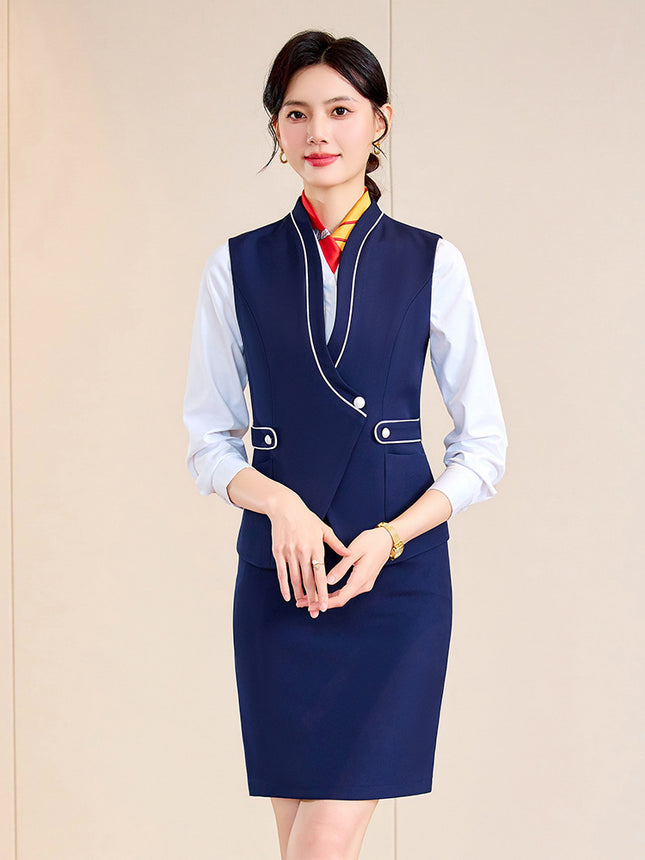 Stewardess Uniform Female Professional suit Railway Flight Attendant Student Tooling Sales Hotel Front Desk Beautician Work Clothes