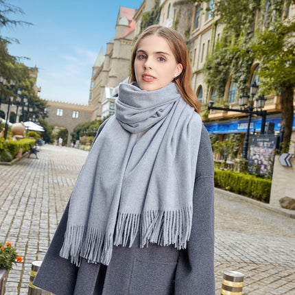 Wool Scarf Shawl High-End Korean Solid Color Scarf Women's Winter Versatile New Men's Cashmere Scarf Wholesale