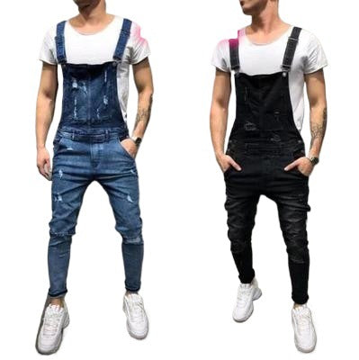 Men's Fashionable Jeans Trousers Cross-Mirror Denim Pants Shorts Wish Tear Strap