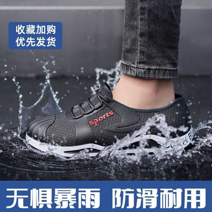 Plus Size Spring and Autumn Rain Boots for Men, Fashionable Waterproof, Non-Slip, Wear-Resistant Low-Top Shoes, Casual Fishing Chef Labor Protection Shoes Wholesale