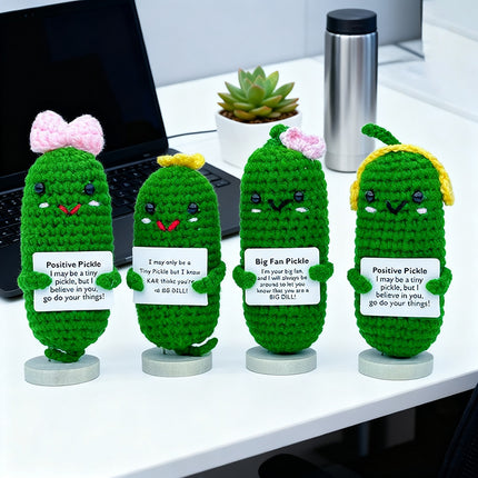 Cross-Border Finished Handmade Knitted Doll Cartoon Emotional Support Emoji Funny Cucumber Keychain Ornament Gift