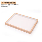 Bamboo Wood empty plate white leather