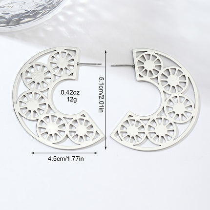 Trendy and Versatile Silver Exaggerated Earrings, European and American Ins-Style Irregular Exquisite Earrings, Non-Fading Titanium Steel Earrings