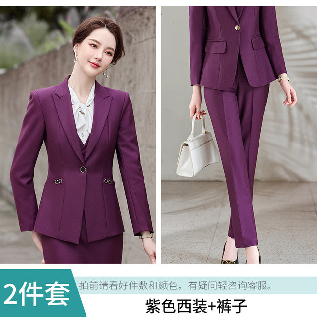 Amazon European and American Cross-Border Popular Commuter Foreign Trade Women's Blazer Professional Pants Dress Two-Piece Suit