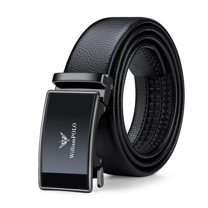 Paul Belt Men's High-End Leather Belt Men's Genuine Leather Automatic Buckle Belt Simple Business Alloy Soft Leather Belt for Men