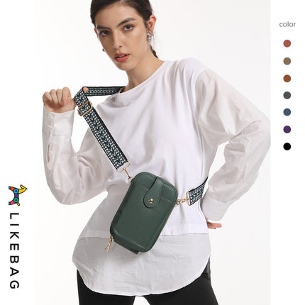 Cross-border New Multi-layer Mobile Phone Bag Card Bag Ethnic Style Characteristic Ribbon PU Small Bag Casual All-match Crossbody Bag for Women