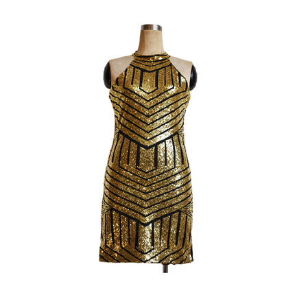 N360 foreign trade new sleeveless hip slim tight sequin dress a generation of hair