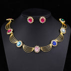 18k gold mixed color necklace + earring pin