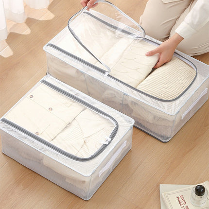 Household Transparent Foldable Shoe Storage Box Visible Installation-Free Bed Bottom Shoe Cabinet Thickened Steel Frame Storage Box