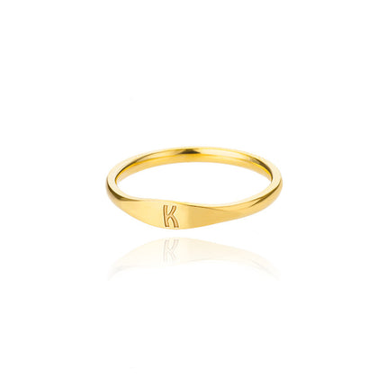 Cross-border 26 English Letter Ring Stainless Steel high quality Niche Design Light Luxury Opening Female Ring Food Ring