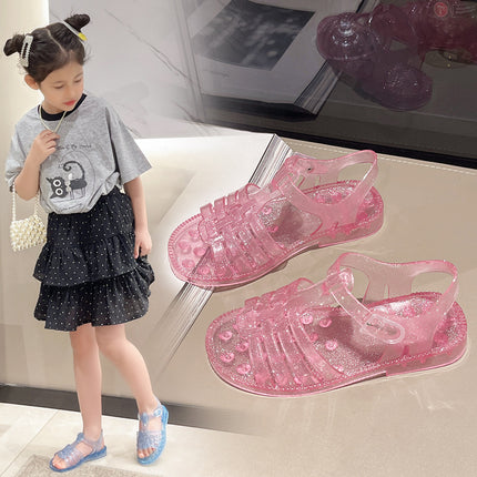 New Cute Children's Garden Shoes Summer Outdoor Sandals PVC Solid Color Princess Bird Nest Shoes Non-slip Slippers
