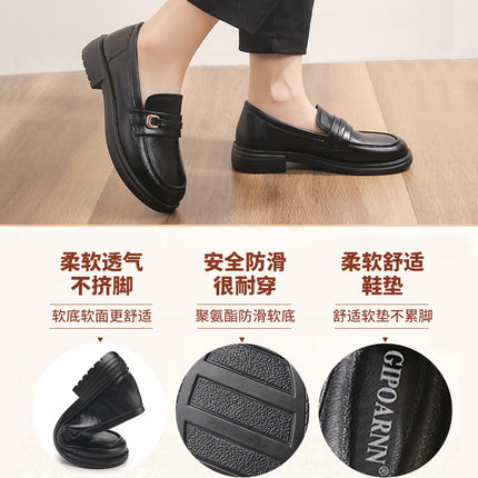 Mom's Shoes with Soft Soles, Comfortable Single Shoes for Middle-Aged and Elderly Women, New 2026 Flat Non-Slip Leather Shoes for Spring and Autumn