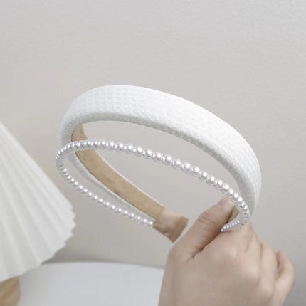 Korean version of spring and summer new style small fragrance double-layer pearl sponge hairband simple high Skull top sweet pressure hair accessories wholesale