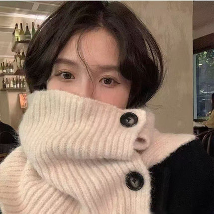 Korean Ins Retro Warm Scarf Winter New Scarf Versatile Casual Neck Cover Cold-Proof Knitted Popular Scarf