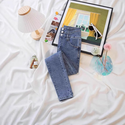 Jeans for Women in Autumn and Winter 2025 New High-Waisted Belly-Controlling Slimming Look Elastic Leggings for Small Feet, Comfortable and Soft