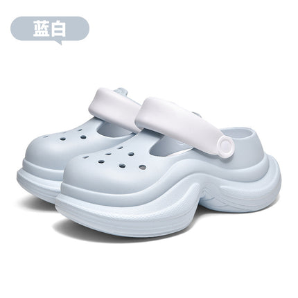 Small waisted hole shoes women wear thick bottom increased sweet casual non-slip 2025 new sandals and slippers wholesale