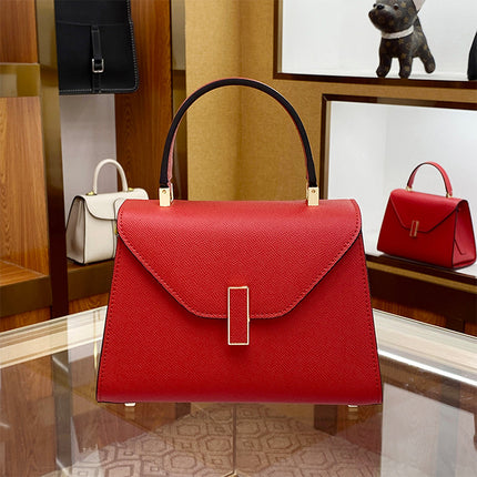 Wedding Bag Red Handbag Vintage Crossbody Bag Large Capacity Simple Design Shoulder Bag Kelly Bag Leather Bag Women