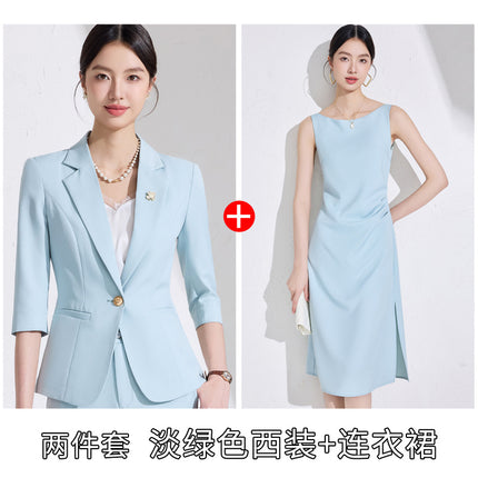 Business attire women's pants suit 2025 spring and summer workplace formal attire interview tooling seven-sleeve suit jacket ol overalls