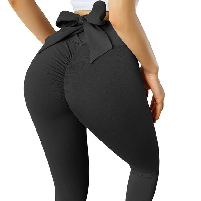 Amazon Yoga Pants Women's High Waist Strap Pleated Hip Pants Peach Fitness Pants Sports Trousers Tight Pants