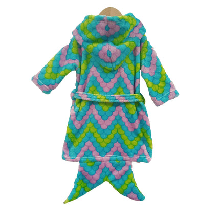 Children's Bathrobe Flannel Hat Household Baby Fish Scale Nightgown Pajamas Autumn and Winter Soft Absorbent Bathrobe Baby