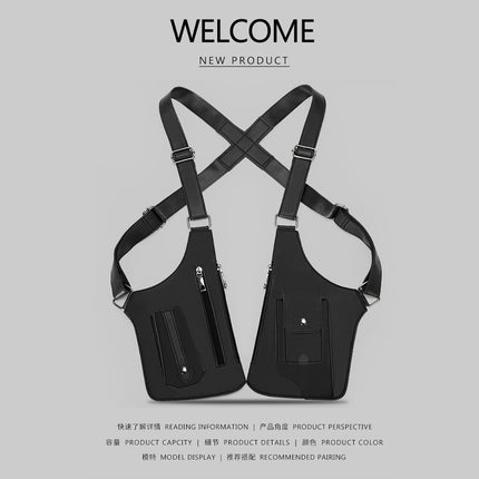 Factory Leather Strap Armpit Shoulder Bag for Men and Women Outdoor Square Bag Multifunctional Tactical Vest Mobile Phone Bag